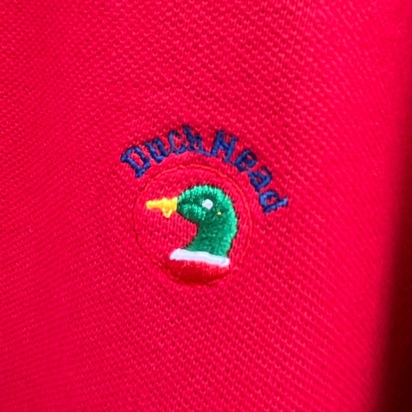 Duck Head Collared Short Sleeve 2 Button Cotton Polo, Ferrari Red | XL - Picture 2 of 5